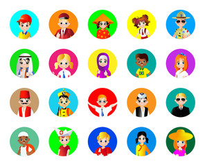 People faces avatars vector icons set - 2