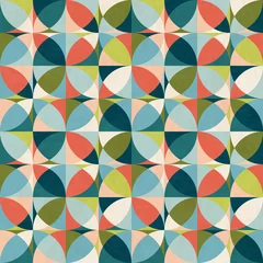 Fototapete 1950er Jahre Abstraktes geometrisches nahtloses Muster in modernen Farben der Mitte des Jahrhunderts, Vektorillustration mit Beschaffenheit