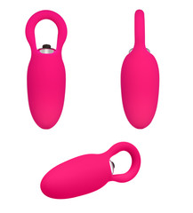 Sex toy dildo vibrator red on white background