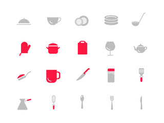Kitchen color utensil icons set