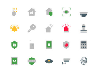 Home security color icons set