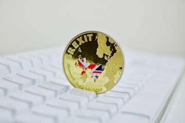 Brexit coin with map