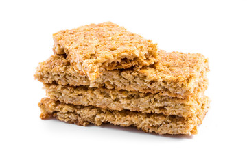 Oatmeal cereal bar isolated on white background