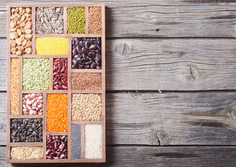 Colorful cereals and beans