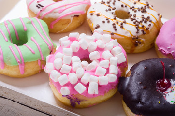 Colorful baked donuts