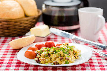 scrambled eggs with sausage