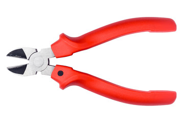 Nippers red handle, clipping path, isolated on white background, isolated