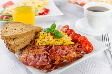 scrambled eggs and bacon