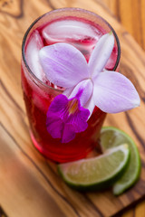 tropical cocktail a wooden table