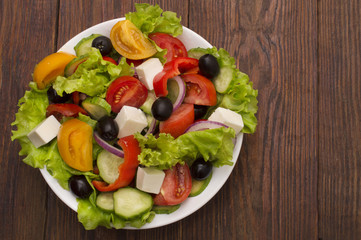 fresh vegetable salad isolated on white background