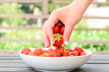 Strawberries on a white plate