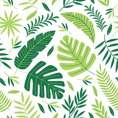 seamless pattern with tropical plants - vector illustration, eps  