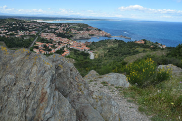 Fototapeta na wymiar Collioure, pyrénées orientales, roussillon, occitanie, France : vue depuis le fort Saint-Elme