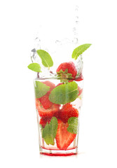 Strawberry mojito isolated on white