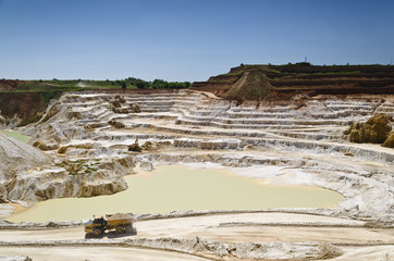 Stone quarry with excavate - Open pit mine