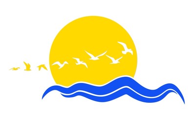 sun Logo with seagulls. 
