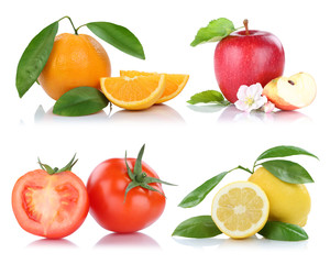Obst und Gemüse Früchte Apfel Tomaten Orange Zitrone Freisteller freigestellt isoliert