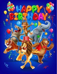 Fototapeta premium happy birthday with animals 