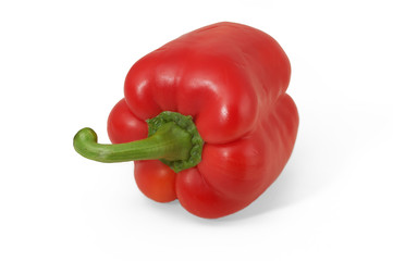 Red bell peper in horizontal position on white background