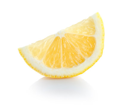 Fresh lemon slice on white background