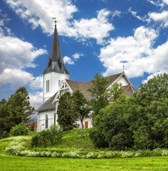 Fototapeta na wymiar Sortland Church in Sortland in Nordland county, Norway