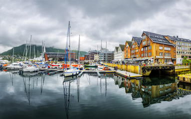 Fototapeta na wymiar View of a marina in Tromso, North Norway.