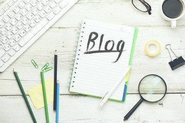 blog text on notepad