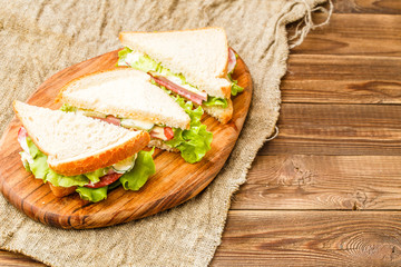 Fresh burger on canvas fabric