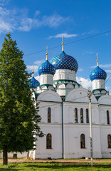 UGLICH, RUSSIA - JUNE 17, 2017: Exterior of the Epiphany Cathedral. Architectural monument. Founded in 1843
