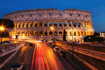 Plakat Colosseum in Rome at night. Italy, Europe
