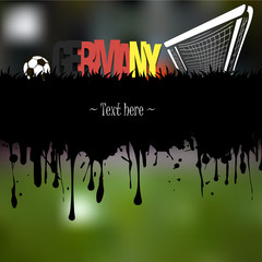Grunge banner and word Germany with a soccer ball and gate