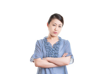 日本人女性 白背景 怒る