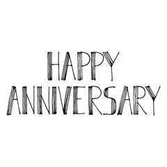 Hand drawn vector lettering. Happy Anniversary phrase by hand. Isolated vector illustration. Handwritten modern calligraphy. Inscription for postcards, posters, prints, greeting cards.