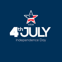 Fourth of July, United Stated independence day greeting. July 4th typographic design. Usable for greeting cards, banners, print.