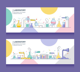 Obraz premium banner of laboratory and experiment 