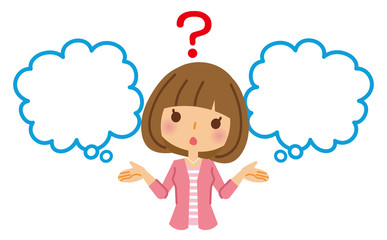 女性　選択　吹き出し　迷う