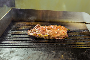 Grilled meat. Juicy steak from beef - soft focuse