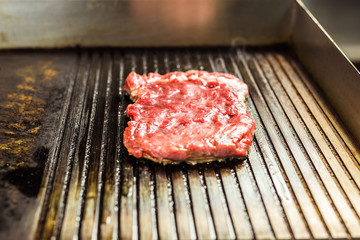 closeup of a steak on grill