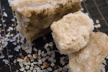 Large pieces of therapeutic salt from the Dead Sea, for the conduct of medical procedures.