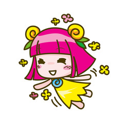 girl kids cartoon collection Vector illustration