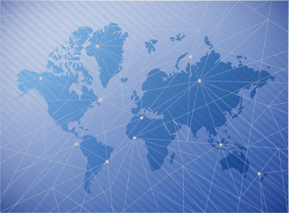 world map technology network diagram link.