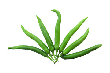 pile of green chili isolated on white