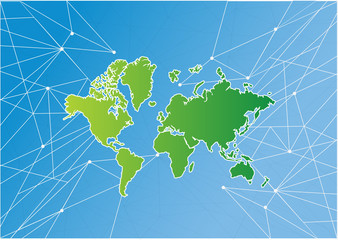 world map link technology network diagram