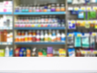 pharmacy counter for display or montage your products healthcare concept
