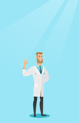 Doctor showing ok sign vector illustration.