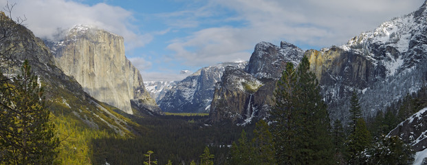 A winter storn clears over El Capitan, the Three Brothers, Half Dome and Bridalveil Fall, Yosemite Valley.