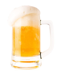 Cold beer in glass isolated on a white background.