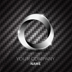 Abstract silver metallic shape logo design twist on black Kevlar