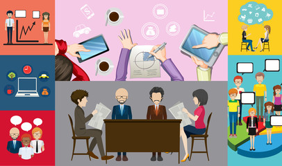 Infographic design for business people working.