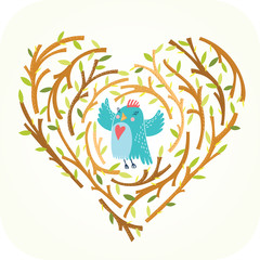 Vector illustration with singing bird